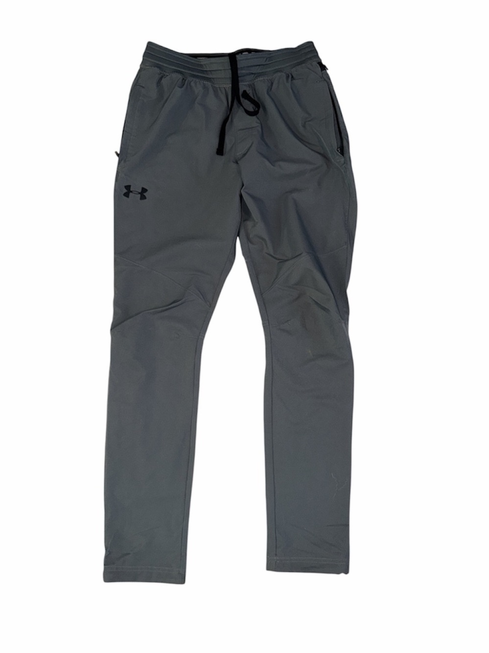 Under Armour Size M Gray Fitted Tapered Track Pants Zip Pockets